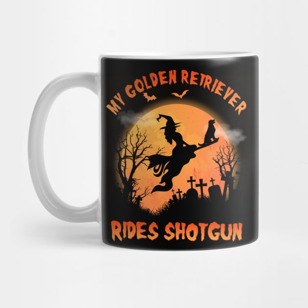 Golden Retriever Rides Shotgun Funny Dog Lover Halloween Gift.png by blacks store